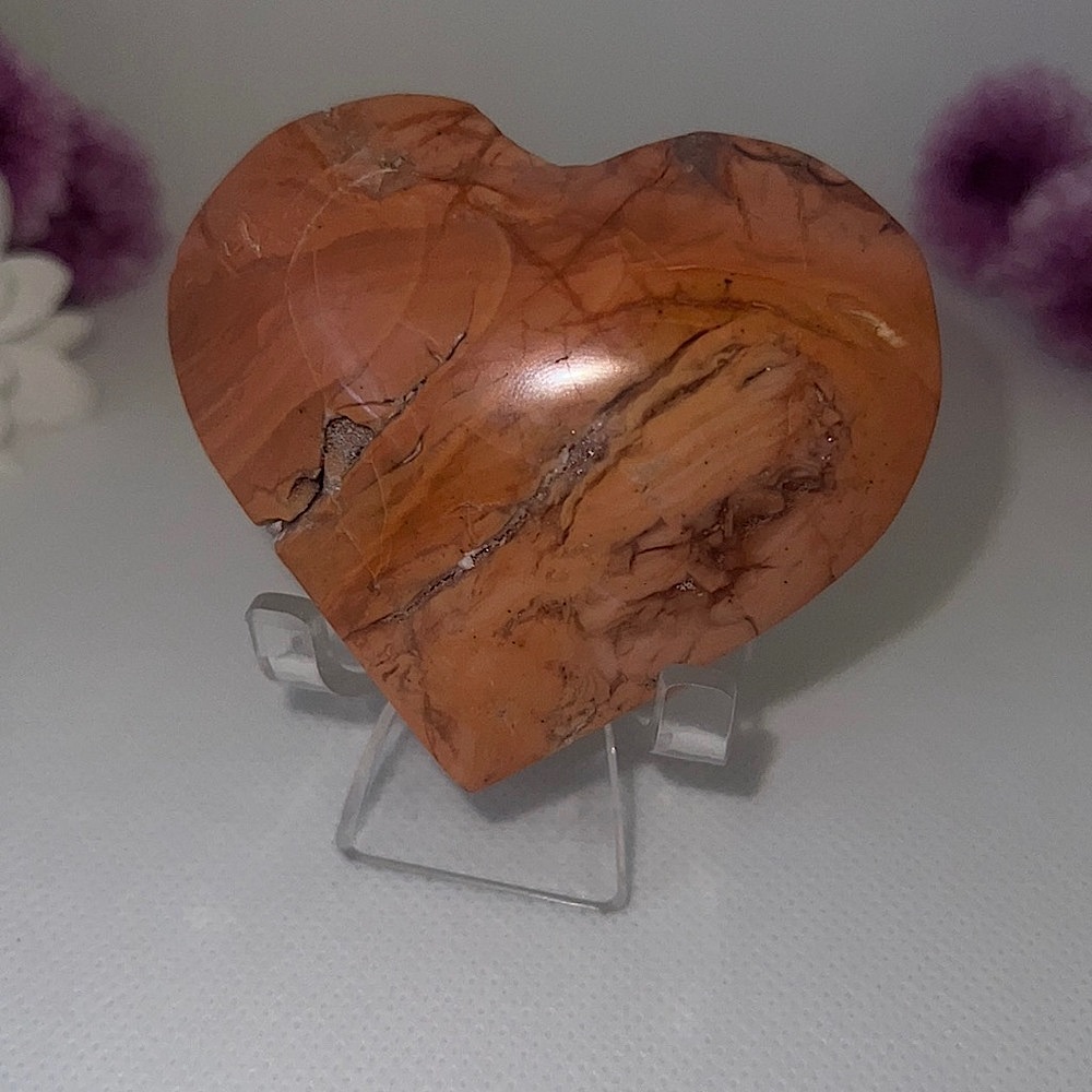 Pink Agate Carved Puffy Heart